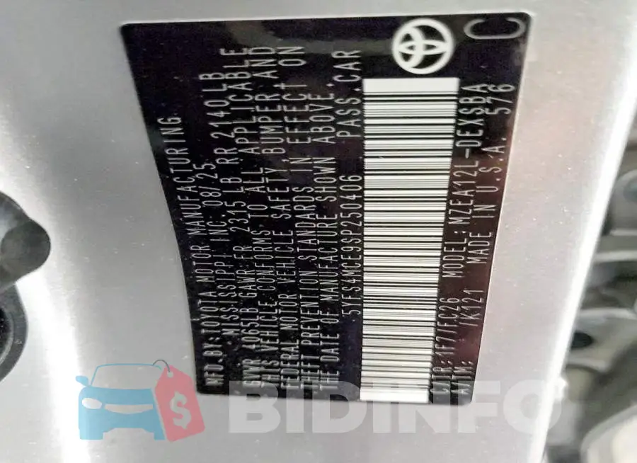 5YFS4MCE9SP250406 Photo# 13