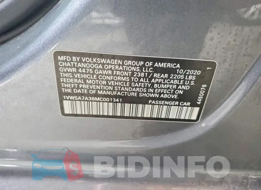 1VWSA7A36MC001341 Photo# 13