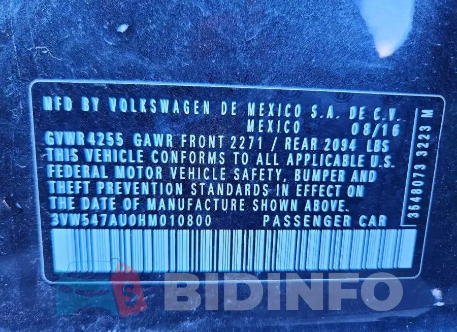 3VW547AU0HM010800 Photo# 13
