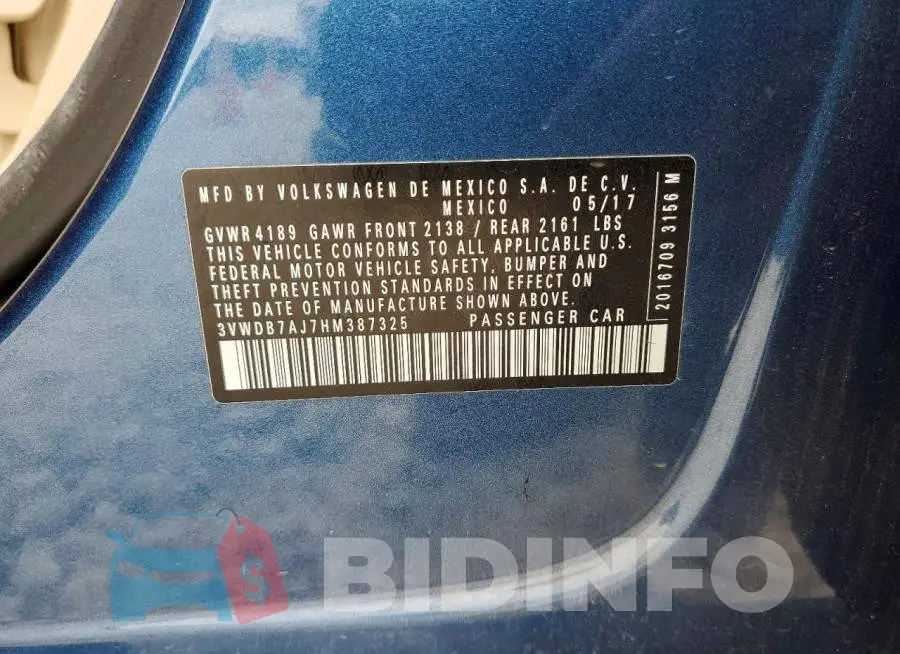 3VWDB7AJ7HM387325 Photo# 12