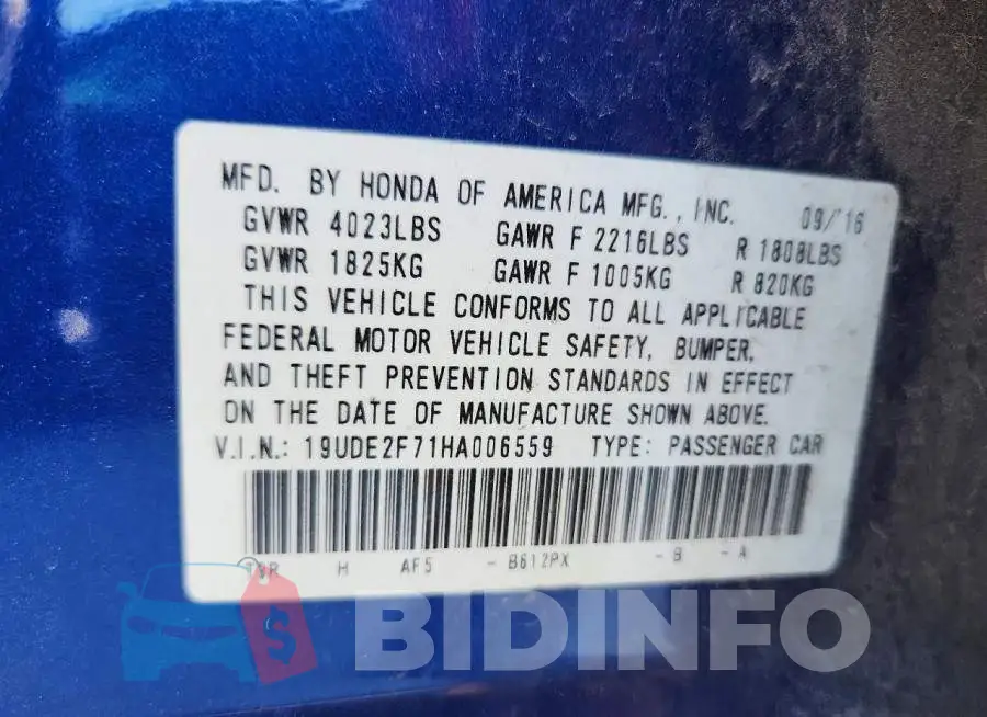 19UDE2F71HA006559 Photo# 12