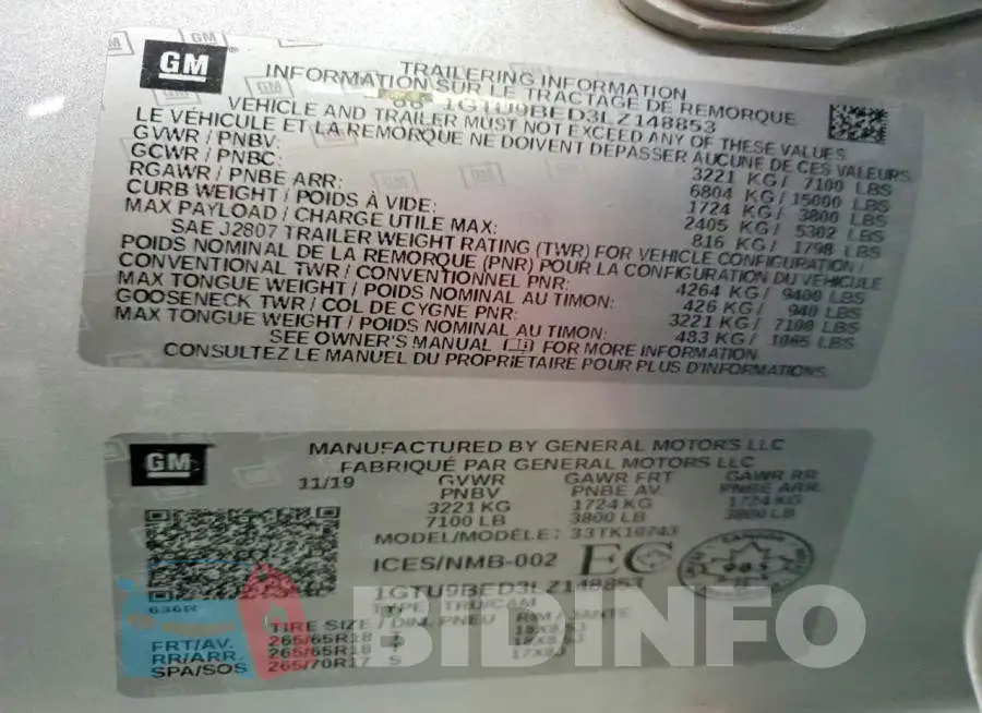 1GTU9BED3LZ148853 Photo# 12