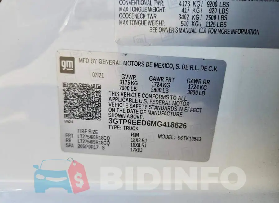 3GTP9EED6MG418626 Photo# 12