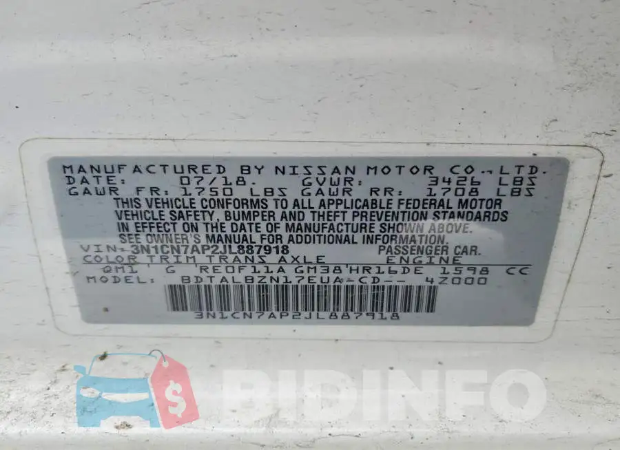 3N1CN7AP2JL887918 Photo# 12