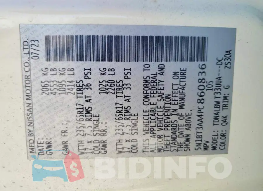 5N1BT3AA4PC860836 Photo# 14