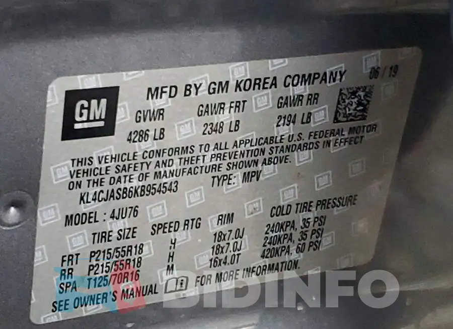KL4CJASB6KB954543 Photo# 13