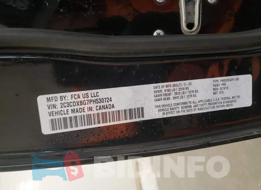 2C3CDXBG7PH530724 Photo# 12
