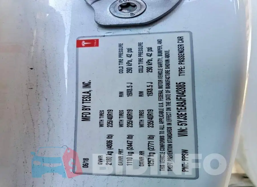 5YJ3E1EA9JF042885 Photo# 13