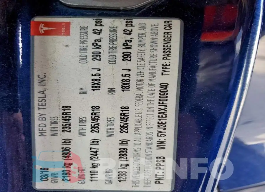5YJ3E1EAXJF009040 Photo# 13