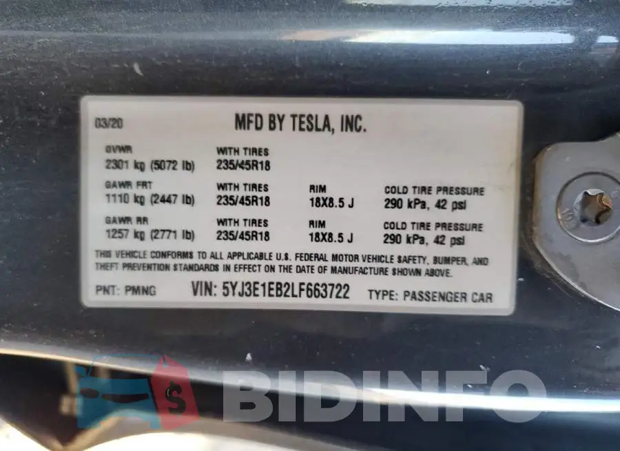 5YJ3E1EB2LF663722 Photo# 12