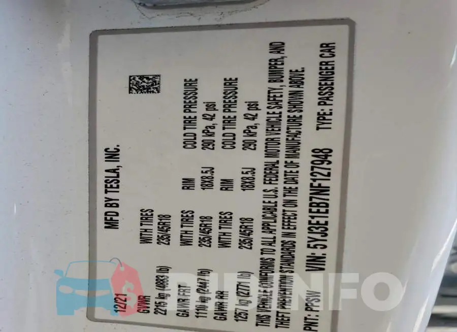 5YJ3E1EB7NF127948 Photo# 12