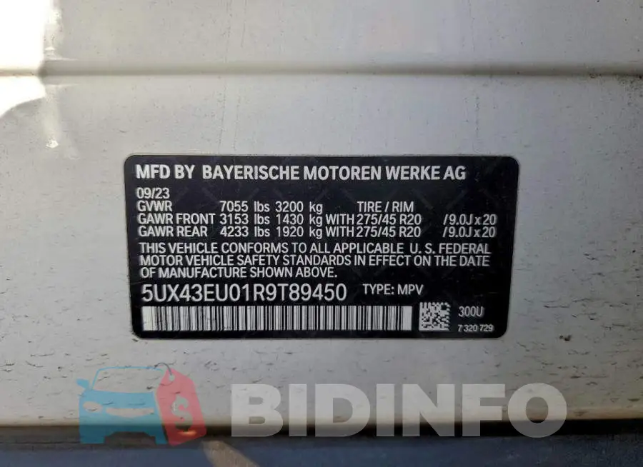 5UX43EU01R9T89450 Photo# 13