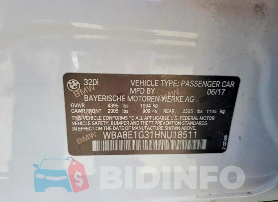 WBA8E1G31HNU18511 Photo# 12