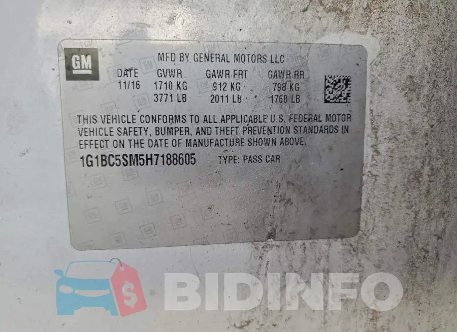 1G1BC5SM5H7188605 Photo# 13