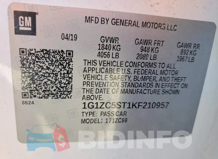 1G1ZC5ST1KF210957 Photo# 12