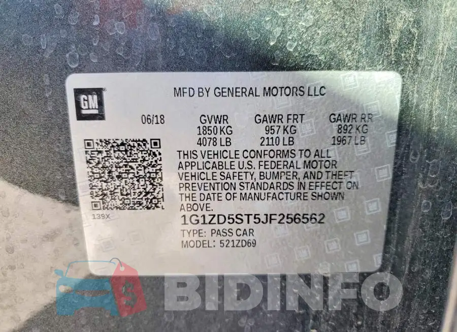 1G1ZD5ST5JF256562 Photo# 13