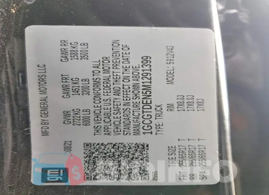 1GCGTDEN5M1291399 Photo# 12
