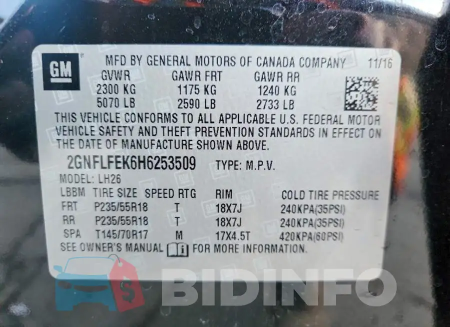 2GNFLFEK6H6253509 Photo# 14