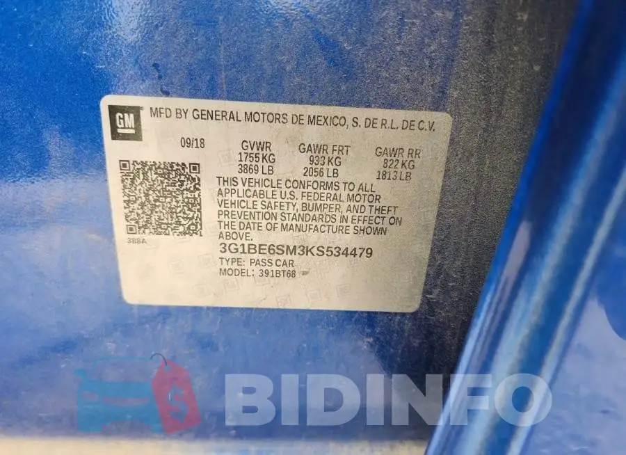 3G1BE6SM3KS534479 Photo# 12