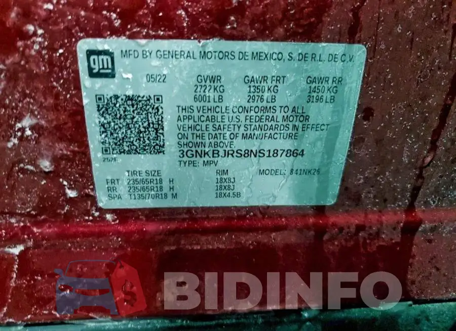 3GNKBJRS8NS187864 Photo# 14
