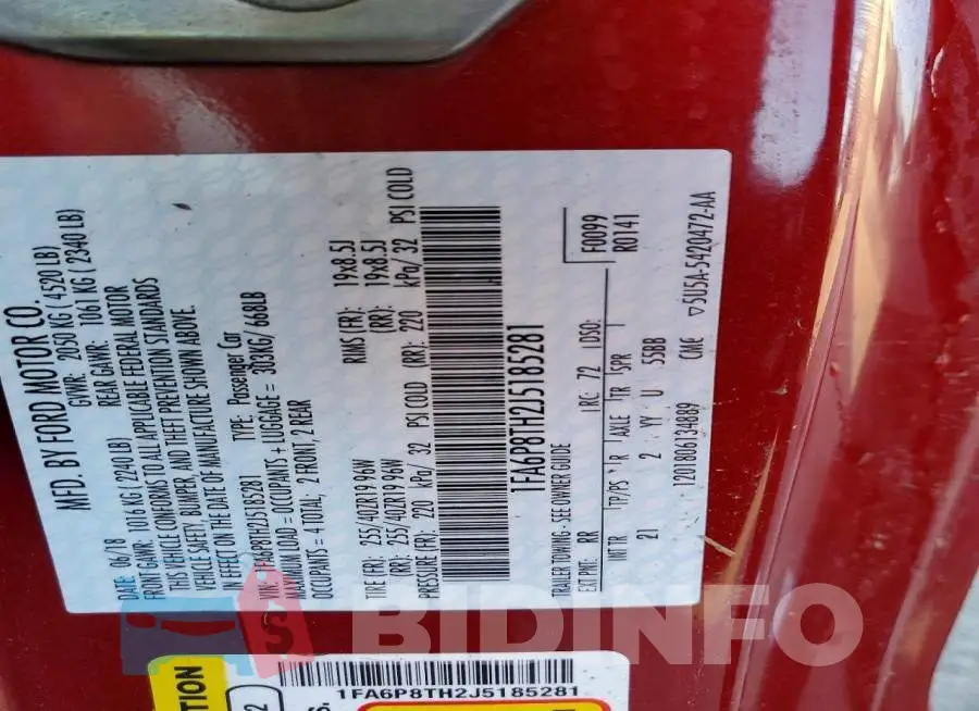 1FA6P8TH2J5185281 Photo# 12