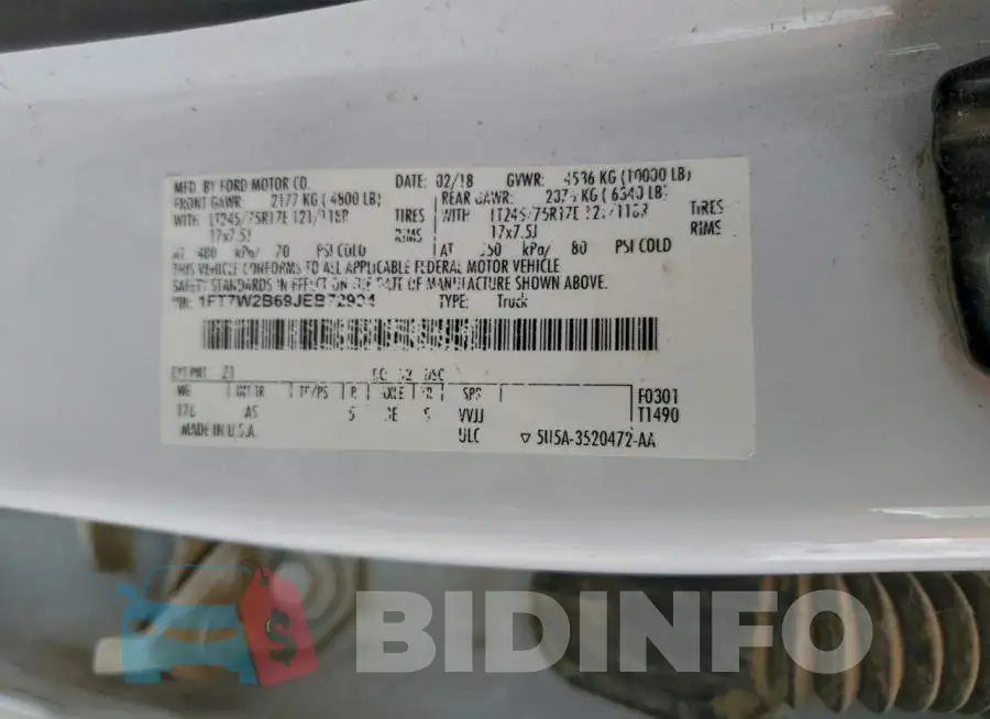 1FT7W2B69JEB72994 Photo# 12