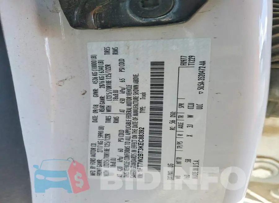 1FT7W2BT3KEC88392 Photo# 12