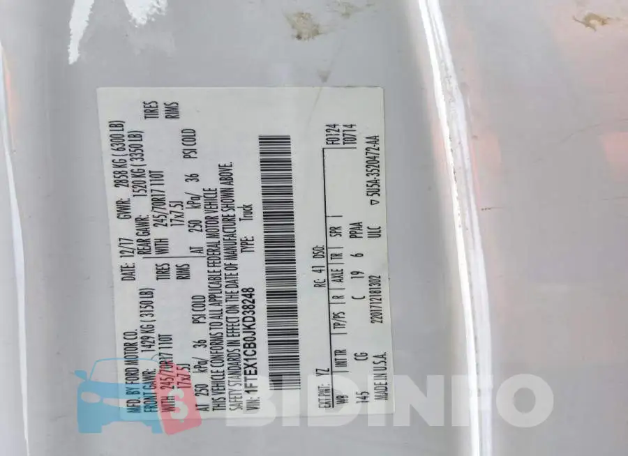 1FTEX1CB0JKD38248 Photo# 12