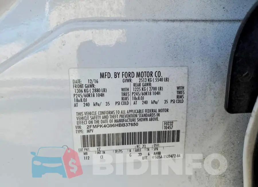 2FMPK4G96HBB37650 Photo# 13