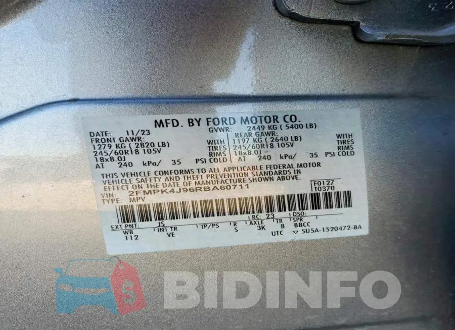 2FMPK4J96RBA60711 Photo# 13