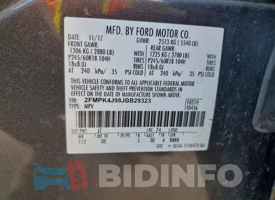 2FMPK4J98JBB29323 Photo# 13