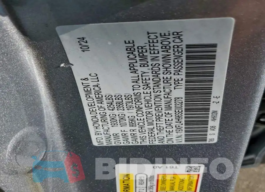 19XFL4H96SE003278 Photo# 12