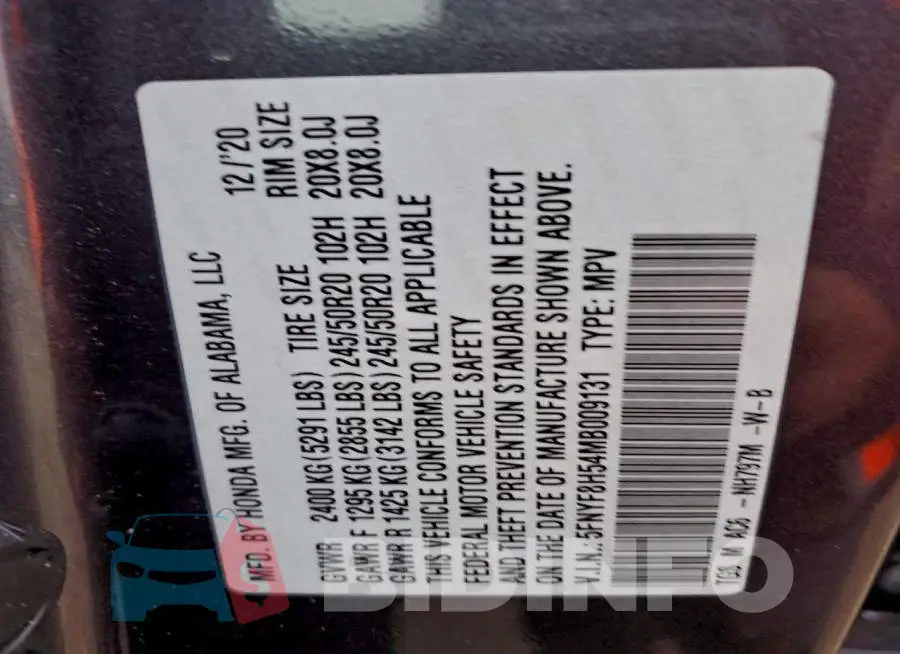 5FNYF8H54MB009131 Photo# 13