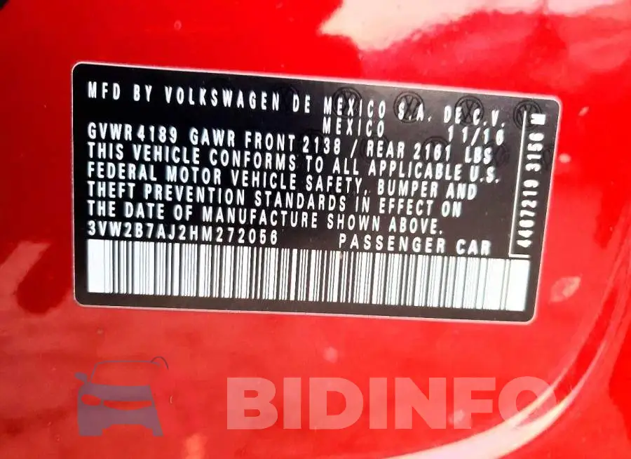3VW2B7AJ2HM272056 Photo# 12