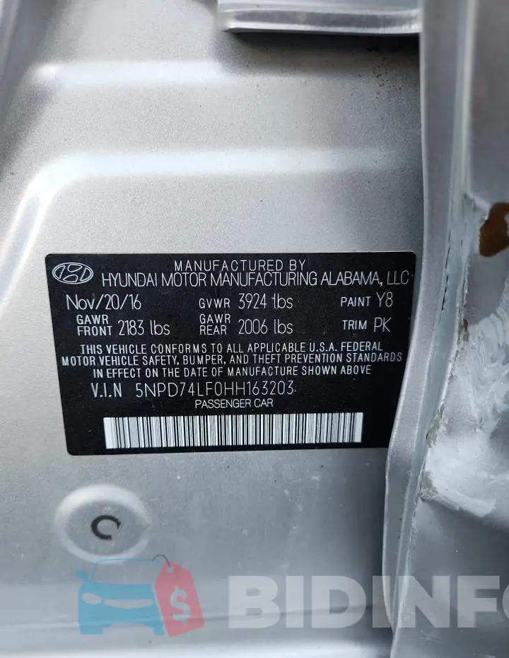 5NPD74LF0HH163203 Photo# 13