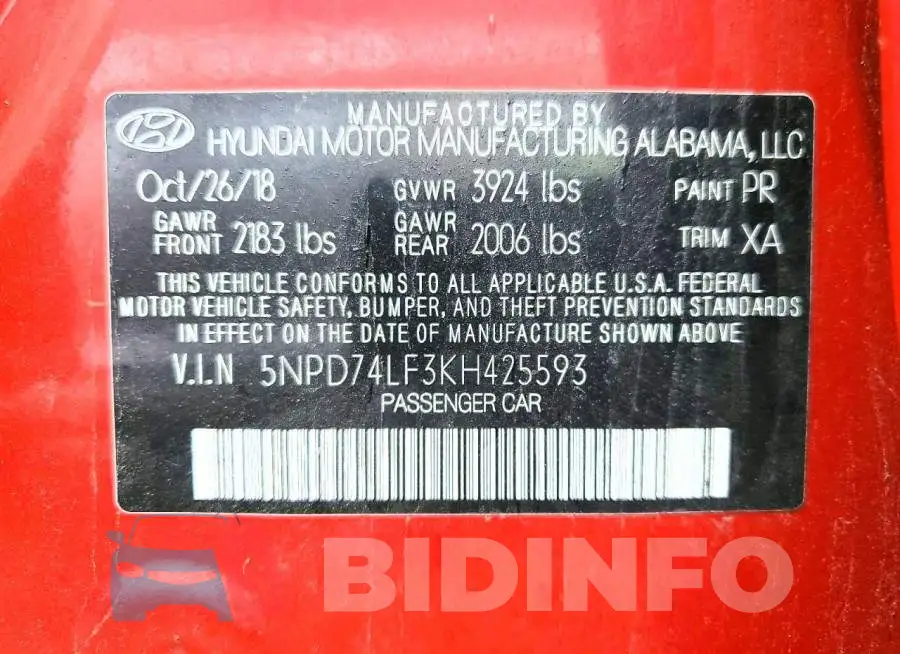 5NPD74LF3KH425593 Photo# 12