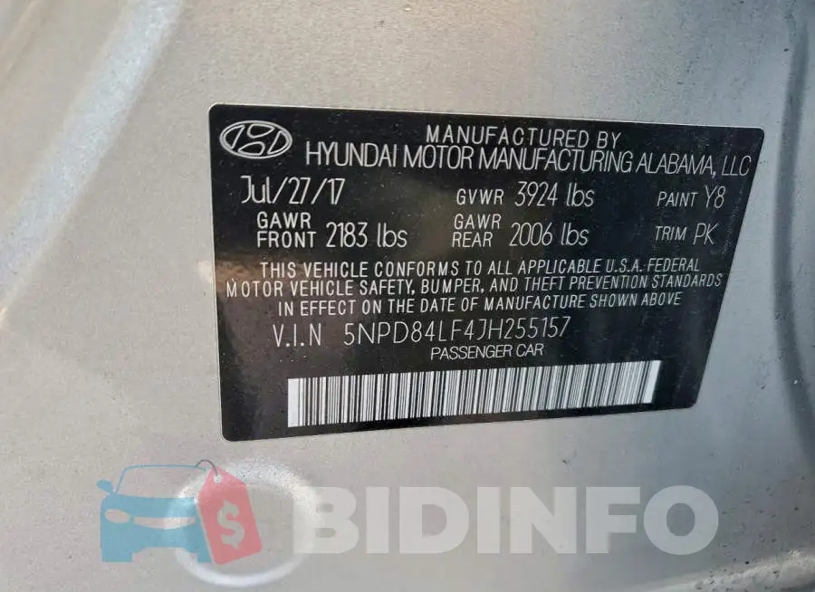 5NPD84LF4JH255157 Photo# 12
