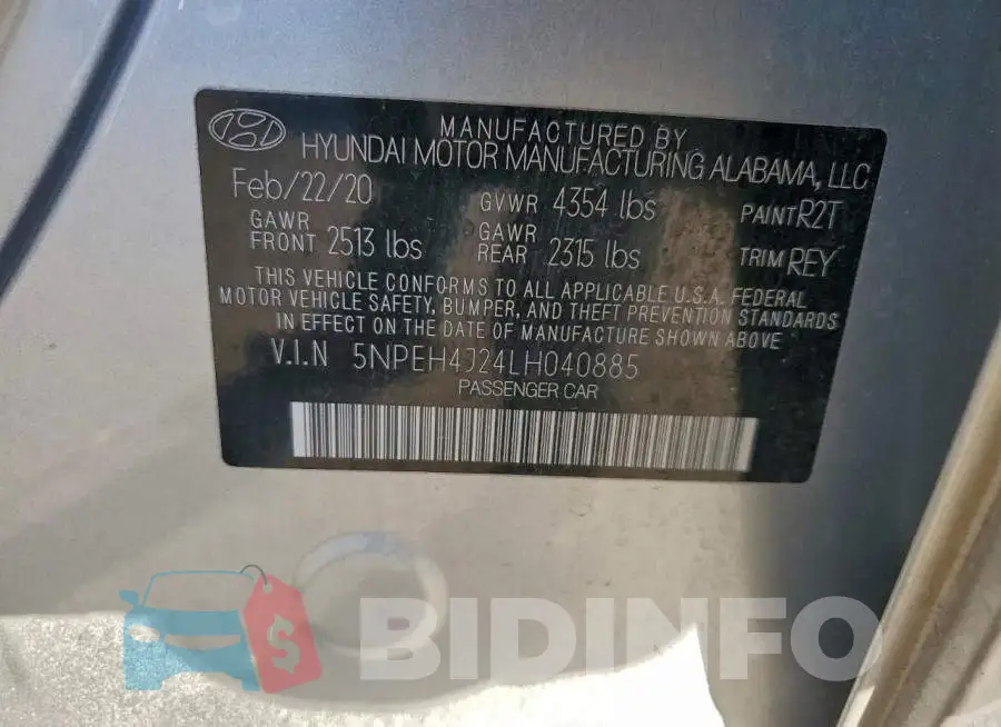 5NPEH4J24LH040885 Photo# 12