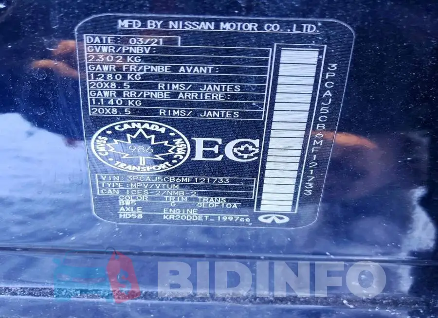 3PCAJ5CB6MF121733 Photo# 13