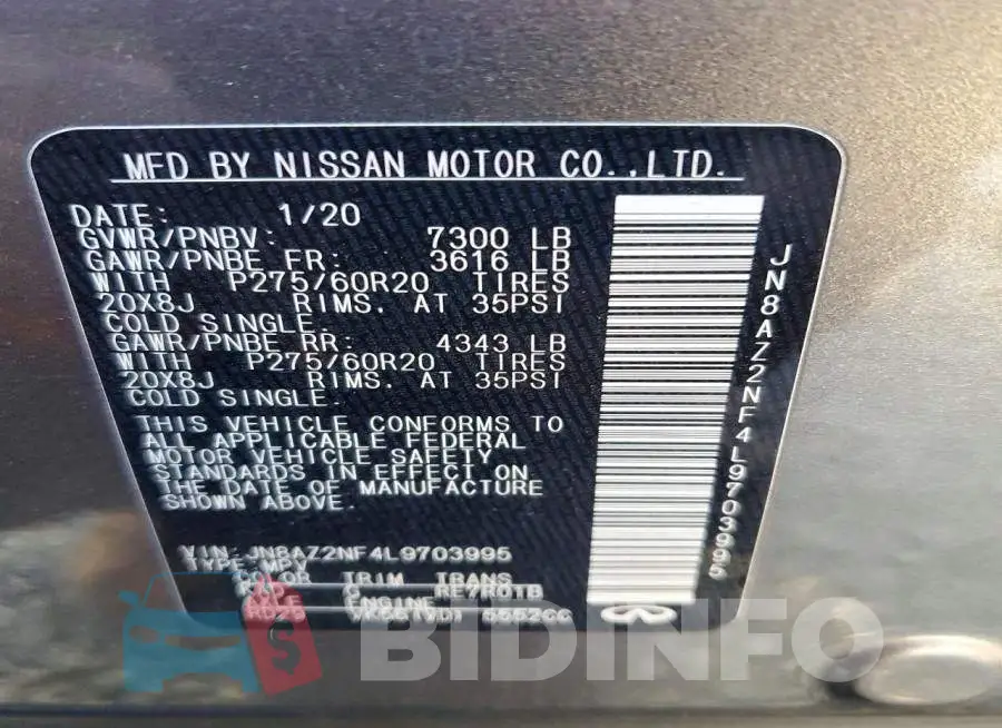 JN8AZ2NF4L9703995 Photo# 13