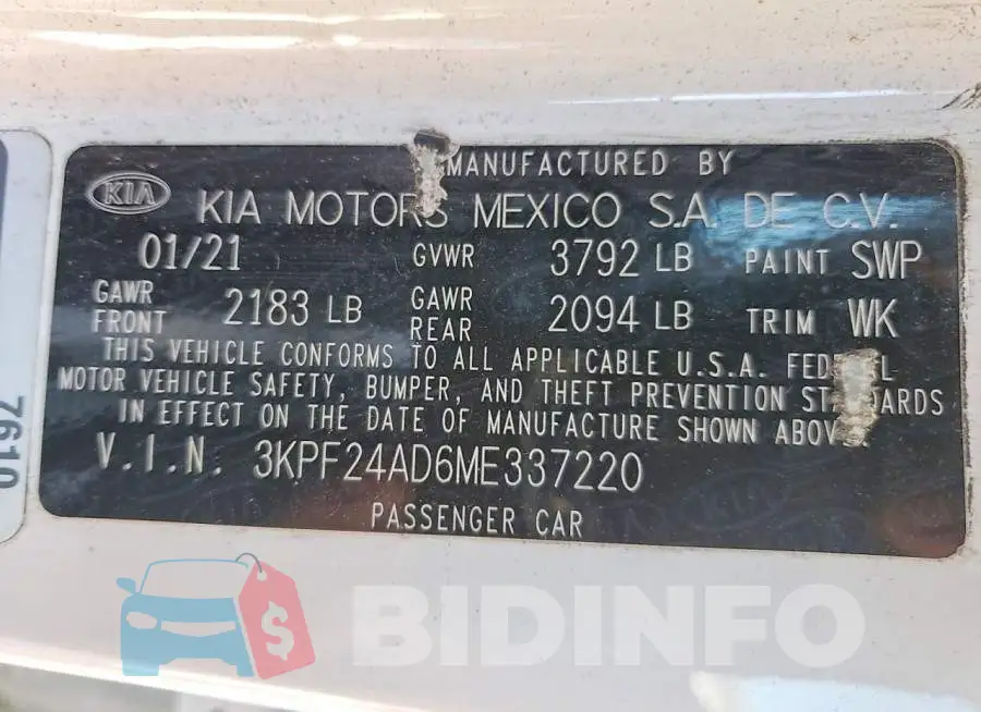3KPF24AD6ME337220 Photo# 12