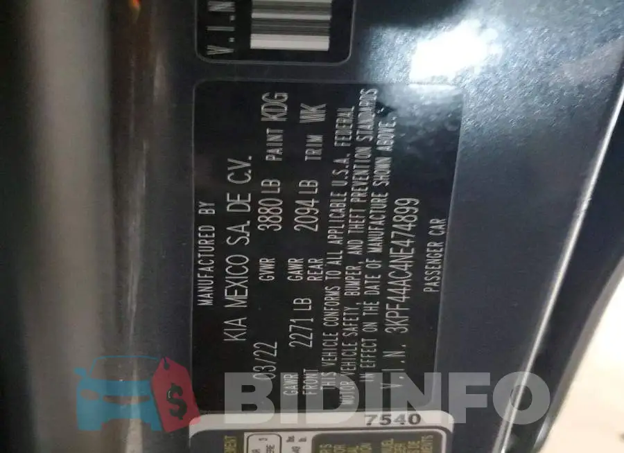 3KPF44AC4NE474899 Photo# 13