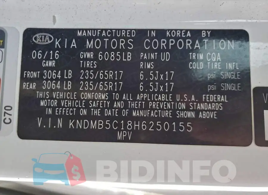 KNDMB5C18H6250155 Photo# 13