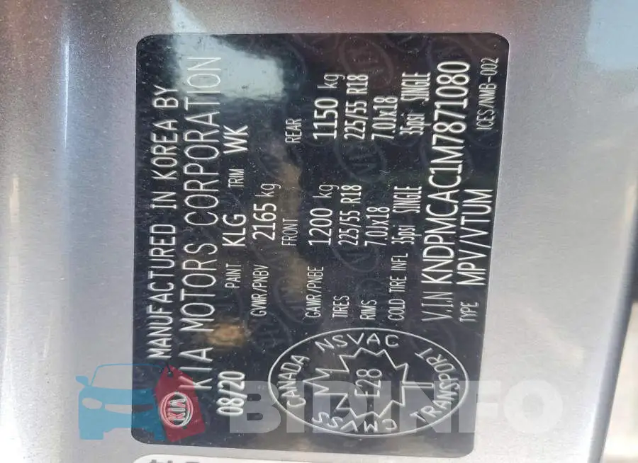 KNDPMCAC1M7871080 Photo# 13