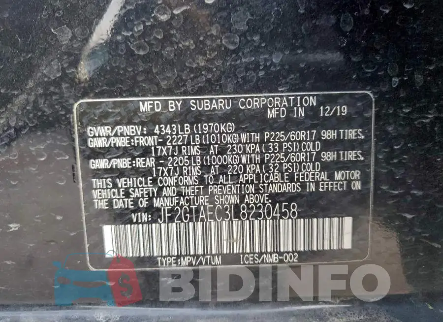 JF2GTAEC3L8230458 Photo# 13