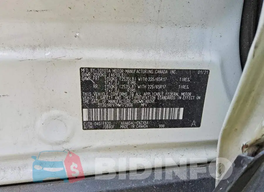 2T3G1RFV7MW172806 Photo# 13
