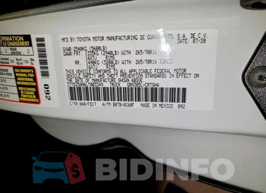 3TYSZ5AN6LT003349 Photo# 12