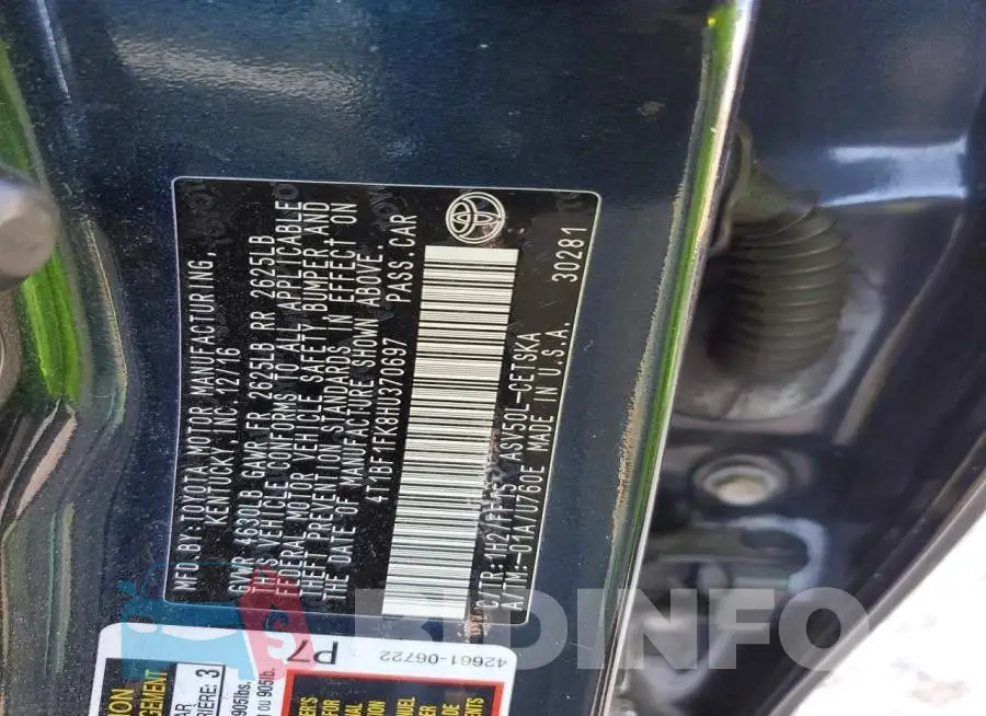 4T1BF1FK8HU370697 Photo# 12