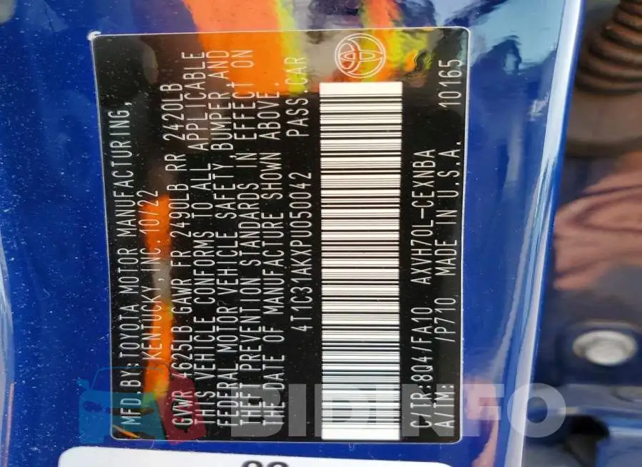 4T1C31AKXPU050042 Photo# 12