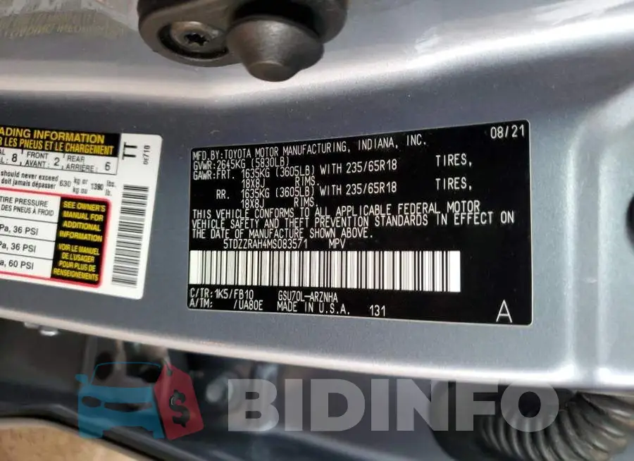 5TDZZRAH4MS083571 Photo# 13